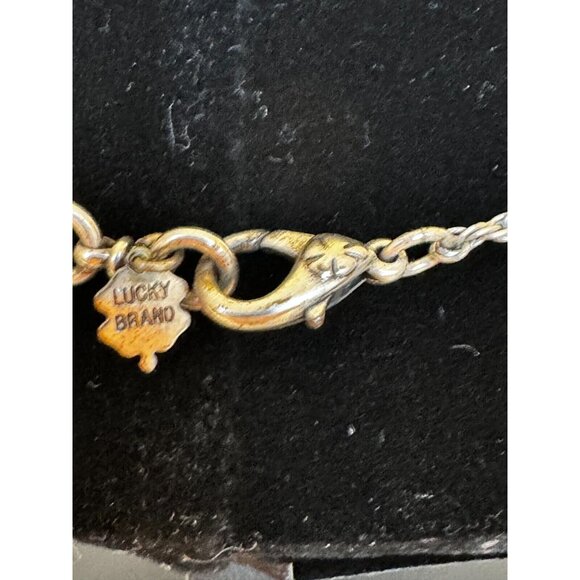 Lucky Brand Owl Pendant Necklace Silvertone Dangling Feathers 18-19.5 inch Chain - Picture 6 of 9